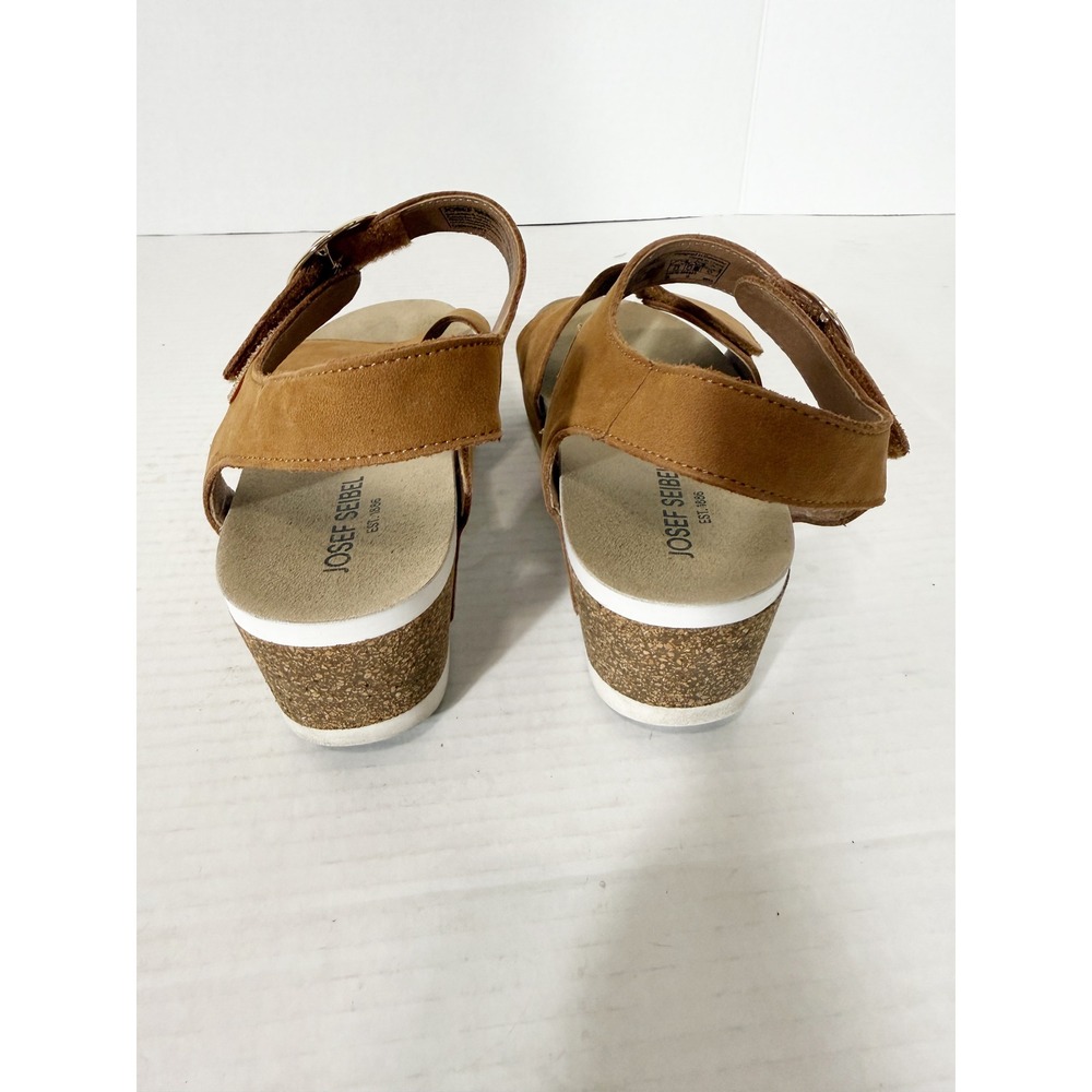 Josef Seibel Quinn 16 Cognac Tan Adjustable Comfort Wedge Sandal Size 38 EU 7 US - Picture 5 of 8